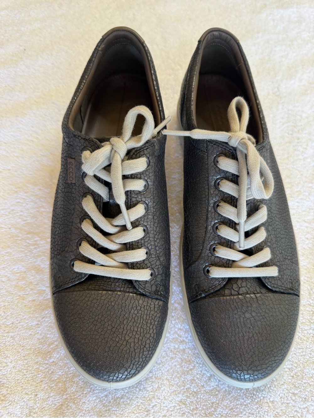 ECCO Soft 7 Women's Leather Sneaker, Black Stone Metallic - Picture 2 of 8